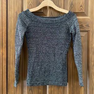 Black Cache sweater with silver sparkles